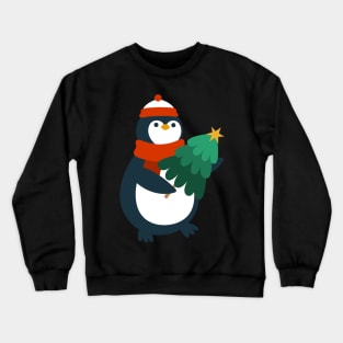 Penguin with Christmas tree Crewneck Sweatshirt